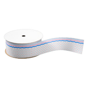Pastel Polka Dots and Curved Stripes Grosgrain Ribbon