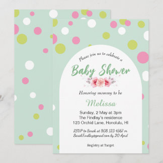 Pastel polka dots baby shower invitation