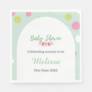 Pastel polka dots baby shower napkin