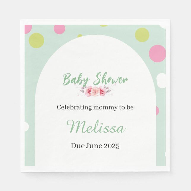 Pastel polka dots baby shower napkin (Front)