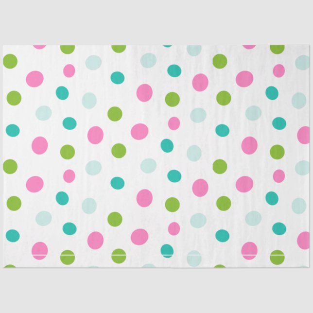 Pastel Polka Dots Blue Green Pink Christmas Tissue Paper (Front)