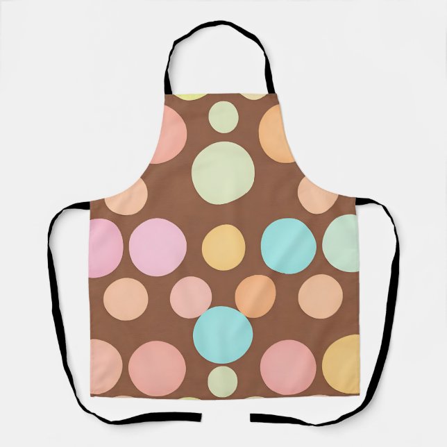 Pastel Polka Dots Chocolate Pattern Apron (Front)