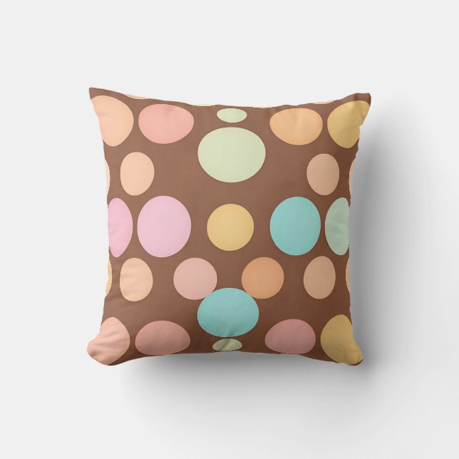Pastel Polka Dots Chocolate Pattern Cushion (Front)
