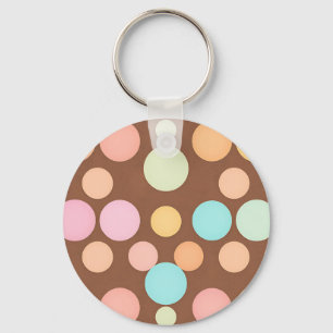 Pastel Polka Dots Chocolate Pattern Key Ring