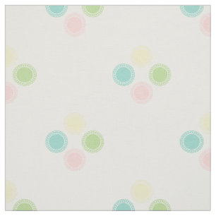 Pastel Polka Dots on White Fabric