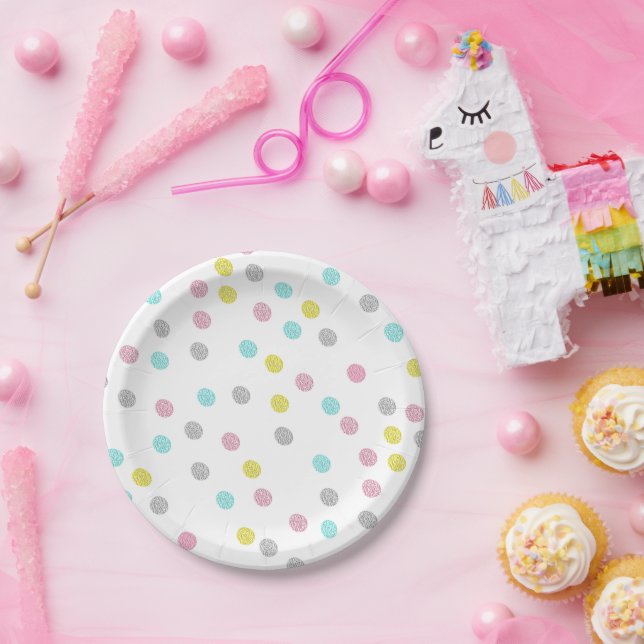 Pastel Polka Dots Paper Plate (Party)