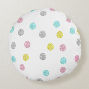 Pastel Polka Dots Round Cushion