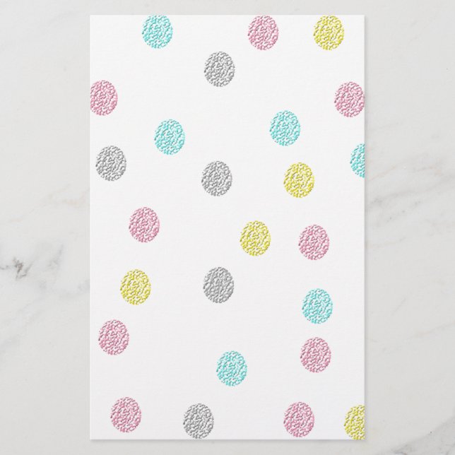 Pastel Polka Dots Stationery (Front)