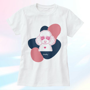 Pastel Poodle Mom Custom Name T‑Shirt T-Shirt