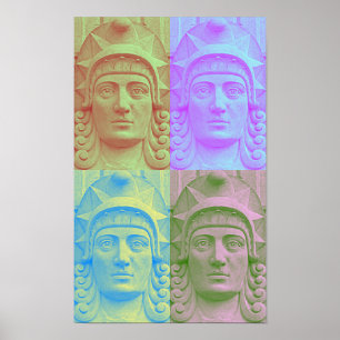 Pastel Pop Art Deco Stone Head Canvas Print