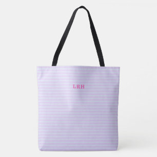 Pastel Pop Stripe Classic Monogram Initials Tote Bag