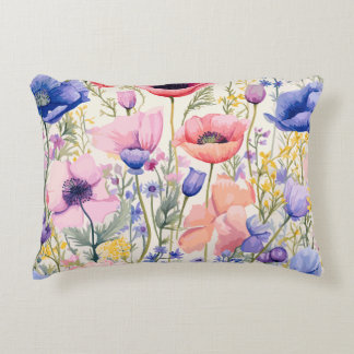 Pastel Poppies Bloom Accent Pillow