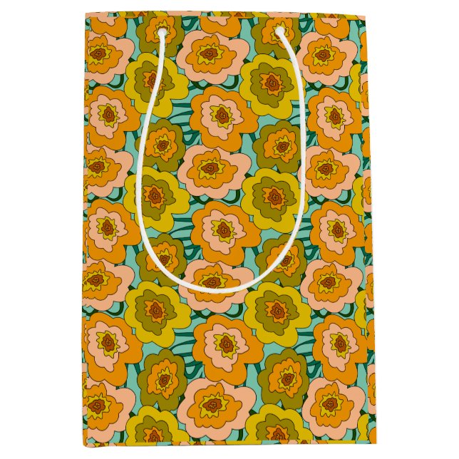 Pastel Poppies Wrapping Paper Bag (Front)