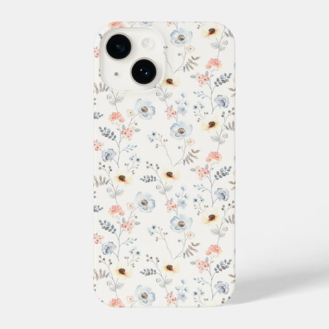 Pastel Poppy Floral Garden Pattern iPhone Case (Back)