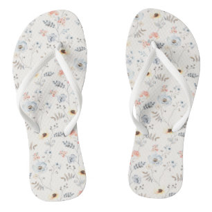 Pastel Poppy Floral Garden Pattern Thongs