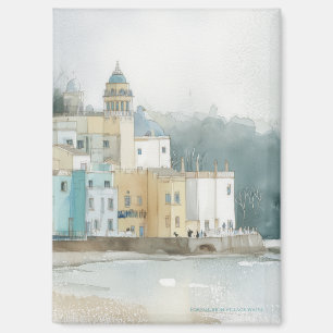 Pastel Portmeirion, Wales in Watercolor Magnet