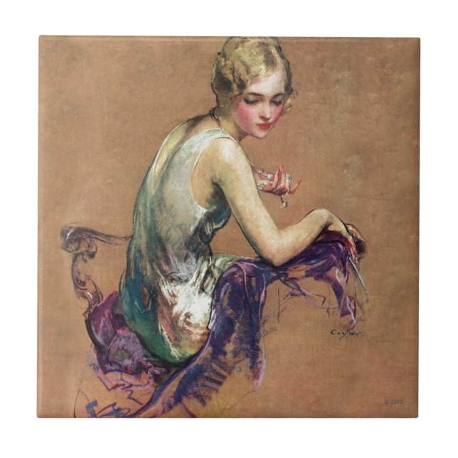 Pastel Portrait Ceramic Tile (Front)