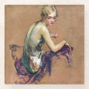 Pastel Portrait Glass Coaster