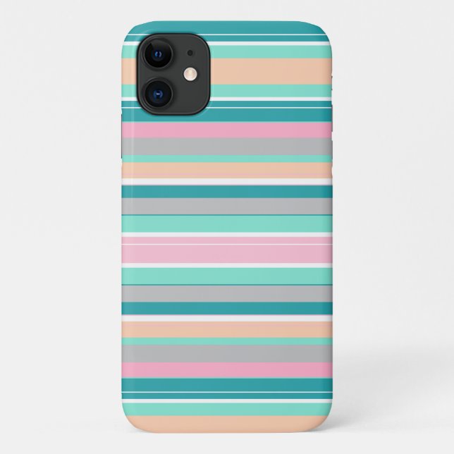 Pastel Positive Vibes Stripes iPhone 11 Case (Back)