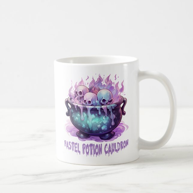 Pastel Potion Cauldron with Purple Skull Coffee Mug (Right)