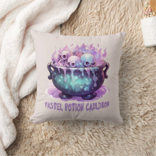 Pastel Potion Cauldron with Purple Skull Cushion