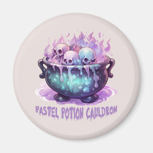 Pastel Potion Cauldron with Purple Skull Magnet