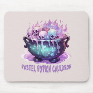 Pastel Potion Cauldron with Purple Skull Mouse Pad