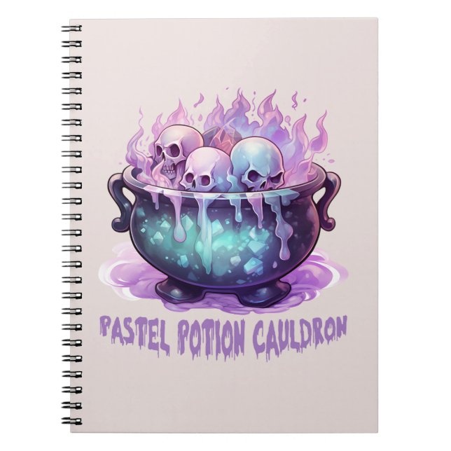 Pastel Potion Cauldron with Purple Skull Notebook (Front)