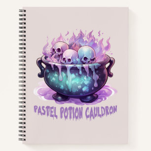 Pastel Potion Cauldron with Purple Skull Notebook