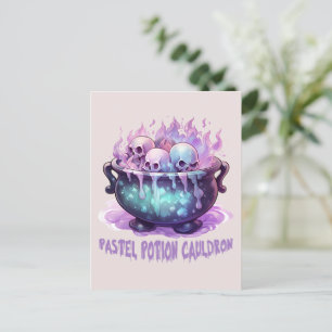 Pastel Potion Cauldron with Purple Skull Postcard