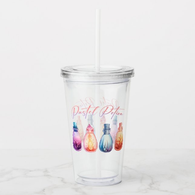 Pastel Potion – Cute and Elegant Witch Potion Acrylic Tumbler (Front)