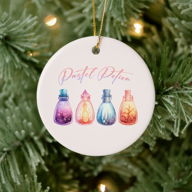 Pastel Potion – Cute and Elegant Witch Potion Ceramic Ornament (Tree)