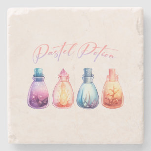 Pastel Potion – Cute and Elegant Witch Potion Stone Coaster
