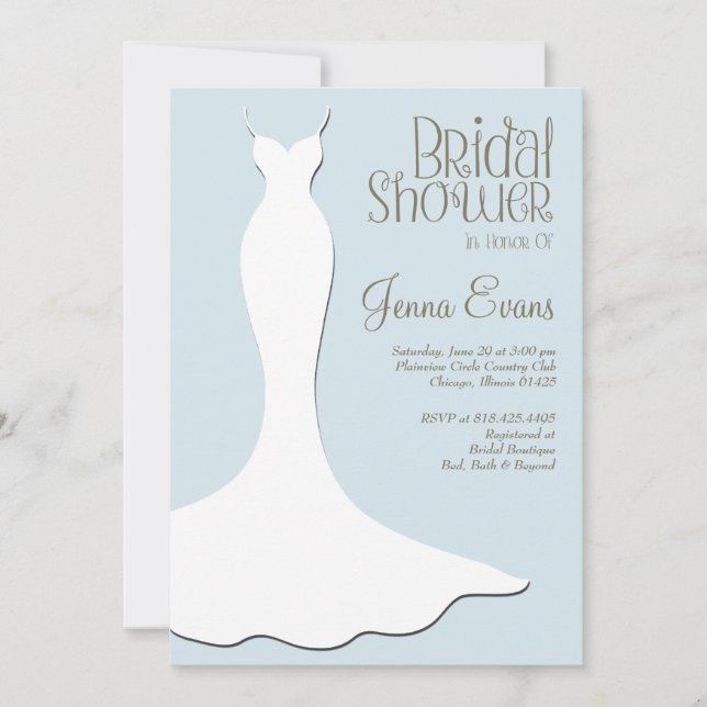 Pastel Powder Blue Bridal Shower Elegant Vintage Invitation (Front)