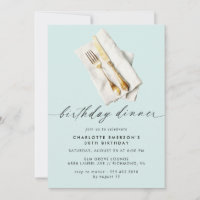 Pastel Powder Blue | Cute Script Birthday Dinner