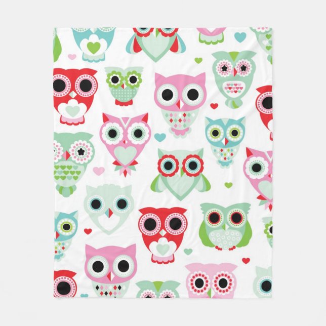 pastel powder colour owl background fleece blanket (Front)