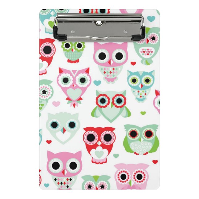 pastel powder colour owl background mini clipboard (Front)