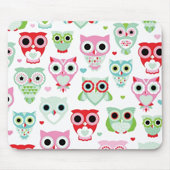pastel powder colour owl background mouse pad (Front)