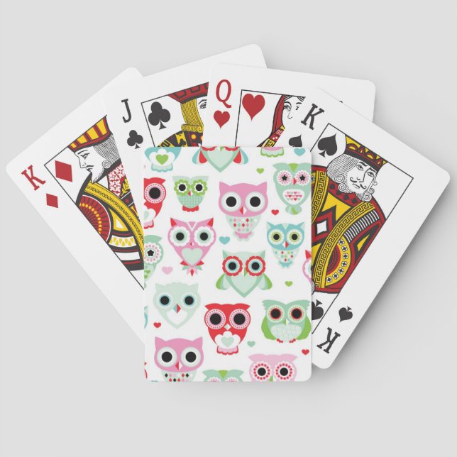 pastel powder colour owl background playing cards (Back)