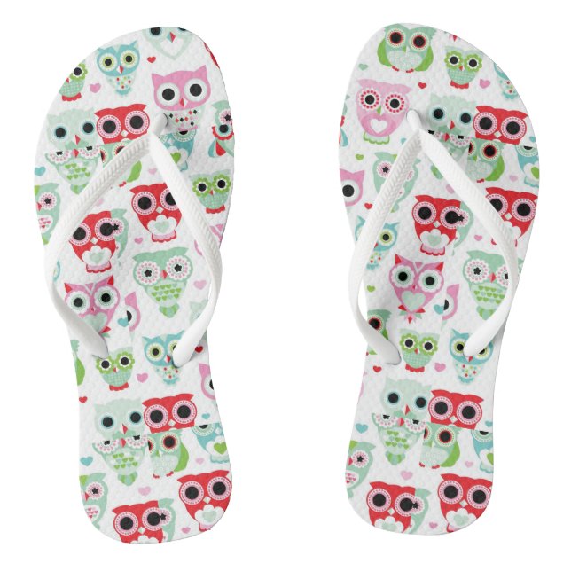 pastel powder colour owl background thongs (Footbed)