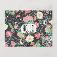 Pastel preppy flowers Hello typography chalkboard