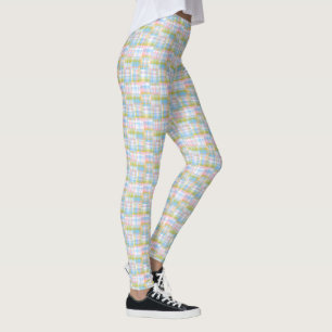 Pastel Preppy Madras Patchwork Style Plaid Tartan Leggings