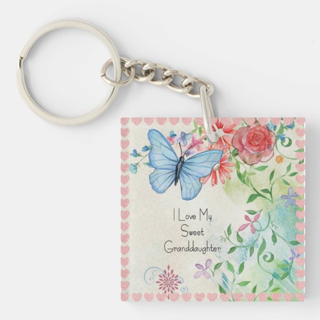 Pastel Pretty design for Granddaughter Key Ring (Front)