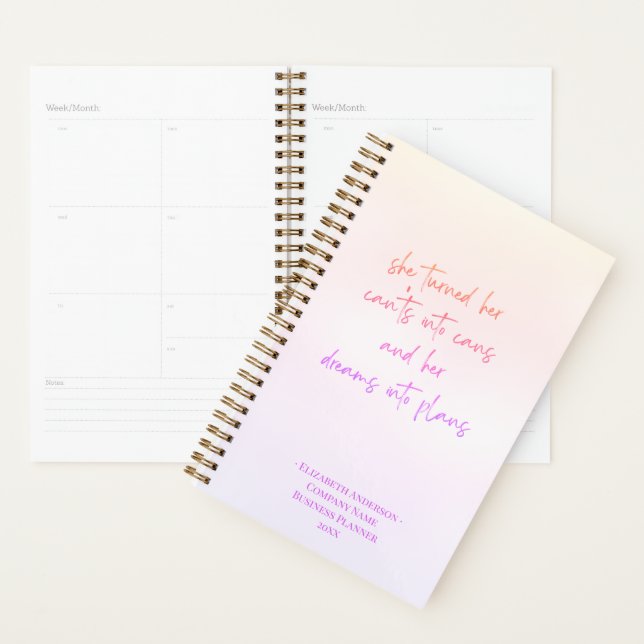 Pastel Pretty Dreams into Plans Business Planner (Display)