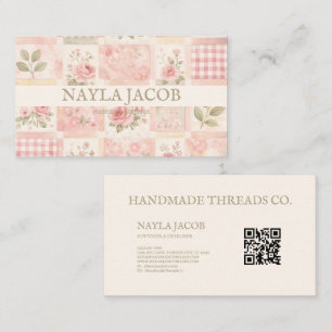 Pastel Pretty Girly Blush Pink Quilt Patchwork Business Card