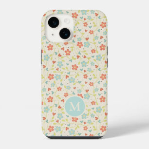 Pastel Pretty Spring Floral Pattern Monogram iPhone 14 Case