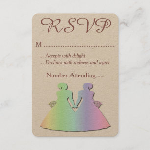 Pastel Pride Brides RSVP for a Lesbian Wedding Card