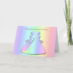 Pastel Pride Lesbian Wedding Card for Gay Brides