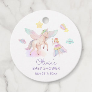 Pastel Princess Unicorn Baby Shower Favour Tags