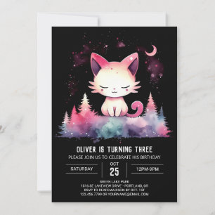 Pastel Printable Cat Birthday  Invitation